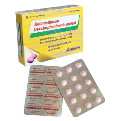 Betamethason Dexclorpheniramin maleat – điều trị triệu chứng do dị ứng (Hộp 2 vỉ x 15 viên)