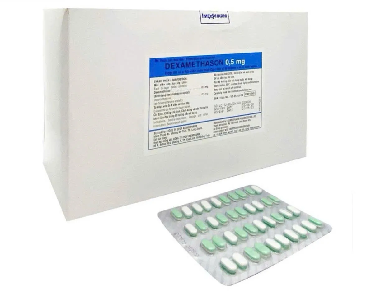 Dexamethason 0,5mg Imex (H/2400v) – Ức chế viêm toàn thân, hộp lớn tiện dùng