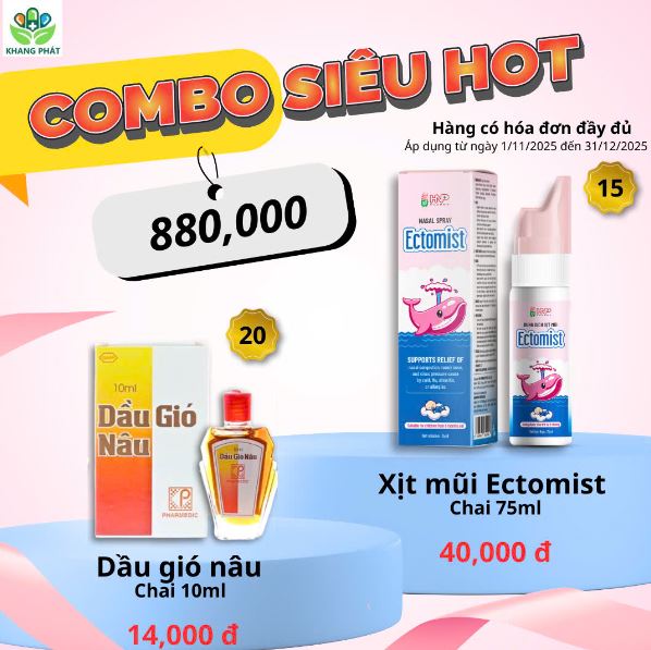 COMBO SIÊU HOT Xịt mũi Ectomist và Dầu gió nâu Pharmedic