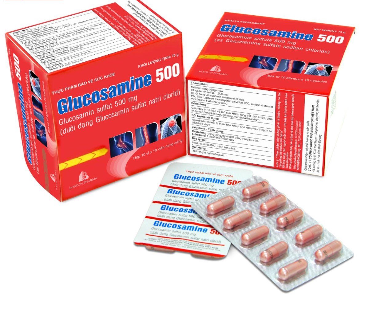 Glucosamine 500 giúp bổ sung glucosamin cho sụn khớp và giảm đau          