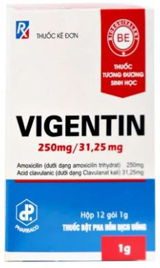 Thuốc điều trị nhiễm khuẩn Vigentin 250mg/31.25mg (12 gói x 1g/hộp)