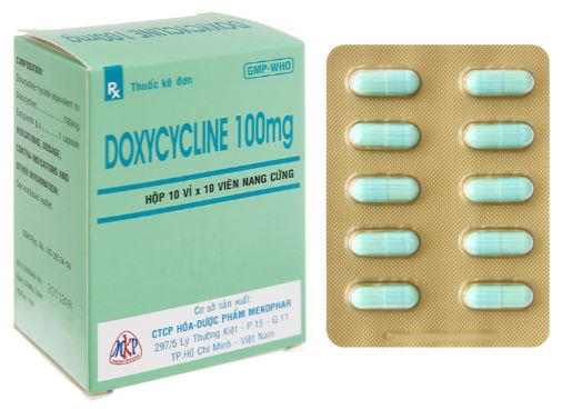 Doxycycline Mekophar 100mg trị nhiễm khuẩn do bệnh Brucella, bệnh tả (10 vỉ x 10 viên)