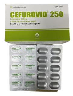 Cefurovid Cefuroxim 250mg Vidipha điều trị nhiễm khuẩn đường hô hấp (H/100v)