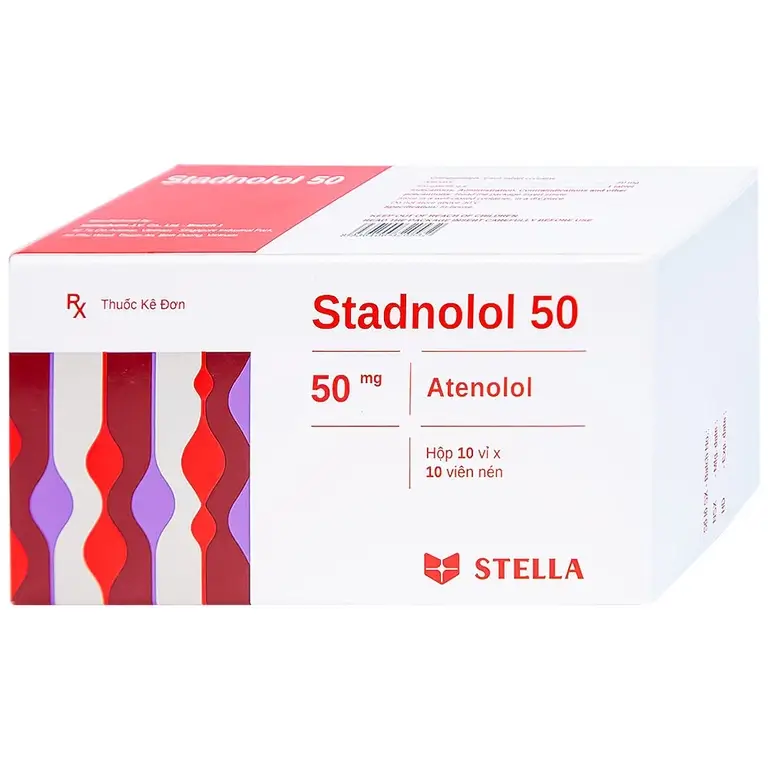 Thuốc Stadnolol 50 Stella điều trị tăng huyết áp, đau thắt ngực mạn tính ổn định (10 vỉ x 10 viên)