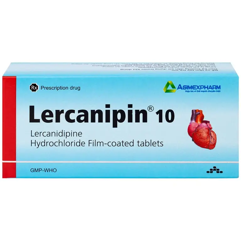 Thuốc Lercanipin 10 Agimexpharm điều trị tăng huyết áp (3 vỉ x 10 viên)