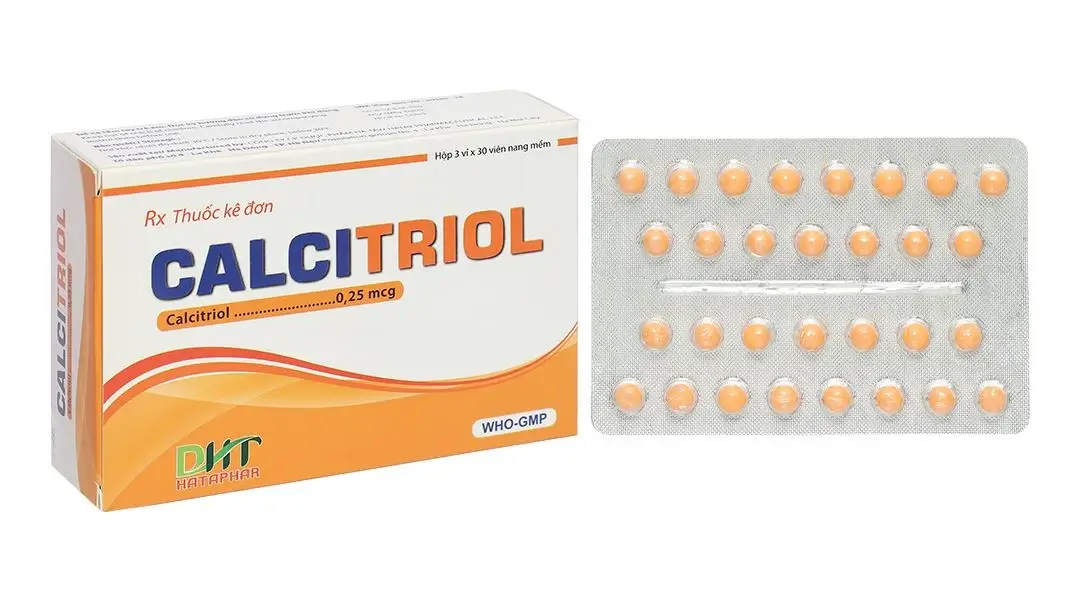 Calcitriol DHT 0.25mcg điều trị rối loạn chuyển hóa calci, loãng xương (3 vỉ x 30 viên)