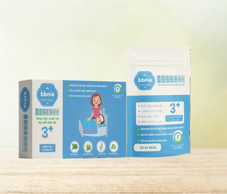 Bbnie Fever Wipes 3+ giúp hạ nhiệt, giảm sốt, ngừa co giật cho trẻ, người lớn