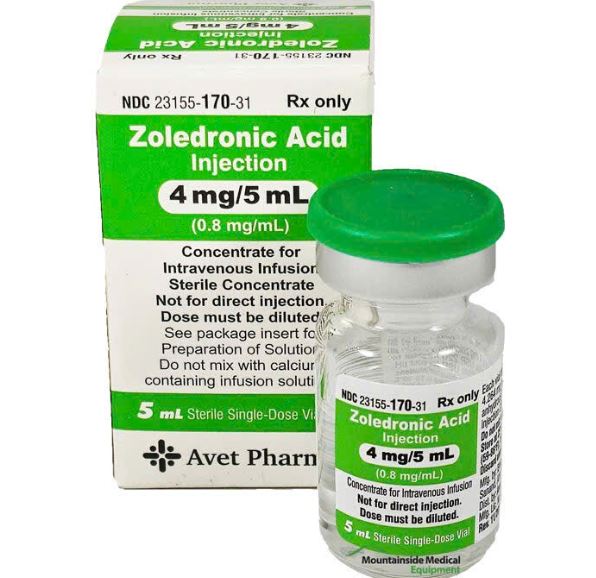 Thuốc Zoledronic Acid Injection 4 mg/5 ml điều trị và phòng ngừa loãng xương