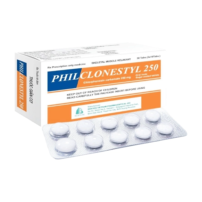 Philclonestyl 250 giúp giãn cơ giảm co cứng và đau nhức cơ